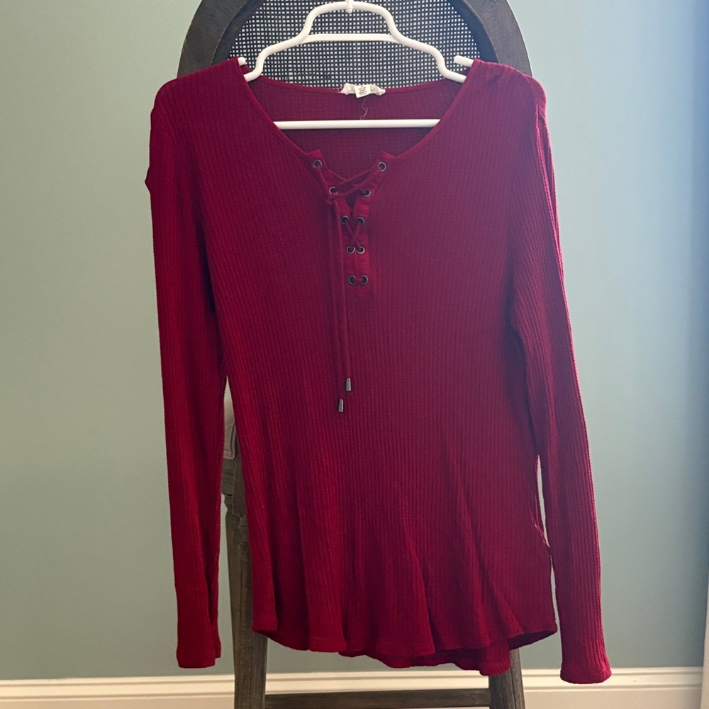 Tribal Jeans Red Sweater with Tie
